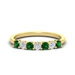 Load image into Gallery viewer, 0.50-carat-7-stone-emerald-wedding-band-ring-in-yellow-gold-FDENS141BGEMGR-0.5CT-NL-YG
