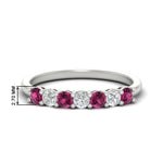Load image into Gallery viewer, 0.50-carat-7-stone-pink-sapphire-wedding-band-ring-in-white-gold-FDENS141BGSADRPI-0.5CT-NL-WG-HW
