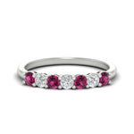 Load image into Gallery viewer, 0.50-carat-7-stone-pink-sapphire-wedding-band-ring-in-white-gold-FDENS141BGSADRPI-0.5CT-NL-WG
