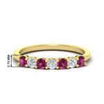 Load image into Gallery viewer, 0.50-carat-7-stone-pink-sapphire-wedding-band-ring-in-yellow-gold-FDENS141BGSADRPI-0.5CT-NL-YG-HW

