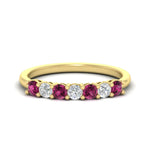 Load image into Gallery viewer, 0.50-carat-7-stone-pink-sapphire-wedding-band-ring-in-yellow-gold-FDENS141BGSADRPI-0.5CT-NL-YG
