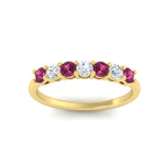 Load image into Gallery viewer, 0.50-carat-7-stone-pink-sapphire-wedding-band-ring-in-yellow-gold-FDENS141BGSADRPIANGLE5-0.5CT-NL-YG
