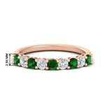 Load image into Gallery viewer, 0.50-carat-9-stone-wedding-emerald-band-in-rose-gold-FD8008B9BGEMGR-0.50CT-NL-RG-HW
