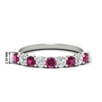 Load image into Gallery viewer, 0.50-carat-9-stone-wedding-pink-sapphire-band-in-white-gold-FD8008B9BGSADRPI-0.50CT-NL-WG-HW
