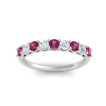 Load image into Gallery viewer, 0.50-carat-9-stone-wedding-pink-sapphire-band-in-white-gold-FD8008B9BGSADRPIANGLE5-0.50CT-NL-WG
