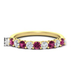 Load image into Gallery viewer, 0.50-carat-9-stone-wedding-pink-sapphire-band-in-yellow-gold-FD8008B9BGSADRPI-0.50CT-NL-YG-HW
