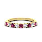 Load image into Gallery viewer, 0.50-carat-9-stone-wedding-pink-sapphire-band-in-yellow-gold-FD8008B9BGSADRPI-0.50CT-NL-YG
