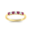 Load image into Gallery viewer, 0.50-carat-Princess-cut-7-stone-pink-sapphire-wedding-band-in-yellow-gold-fdwb8008prgsadrpiangle5-0.50ct-nl-yg.jpg