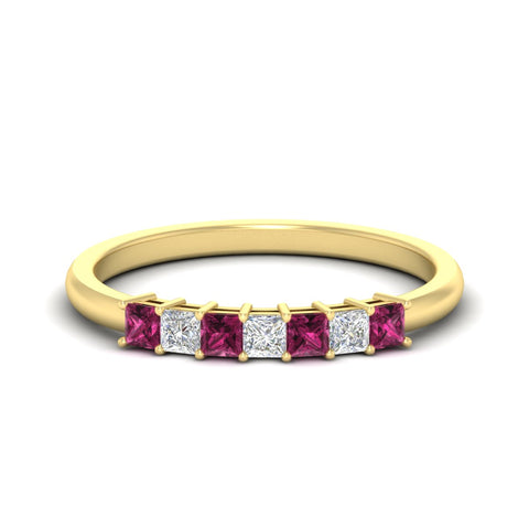 0.50-carat-Princess-cut-7-stone-pink-sapphire-wedding-band-in-yellow-gold-fdwb8008prgsadrpisleep-0.50ct-nl-yg.jpg