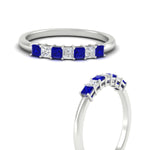 Load image into Gallery viewer, 0.50-carat-Princess-cut-7-stone-sapphire-wedding-band-in-white-gold-fdwb8008prgsablangle3-0.50ct-nl-wg.jpg