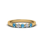 Load image into Gallery viewer, 0.50-carat-common-prong-5-stone-stackable-band-with-blue-topaz-in-yellow-gold-FDWB2231BGICBLTO-NL-YG.jpg
