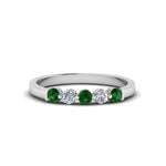 Load image into Gallery viewer, 0.50-carat-common-prong-5-stone-stackable-band-with-emerald-in-white-gold-FDWB2231BGEMGR-NL-WG.jpg
