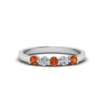 Load image into Gallery viewer, 0.50-carat-common-prong-5-stone-stackable-band-with-orange-sapphire-in-white-gold-FDWB2231BGSAOR-NL-WG.jpg
