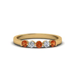 Load image into Gallery viewer, 0.50-carat-common-prong-5-stone-stackable-band-with-orange-sapphire-in-yellow-gold-FDWB2231BGSAOR-NL-YG.jpg
