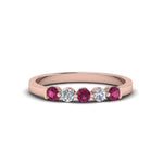 Load image into Gallery viewer, 0.50-carat-common-prong-5-stone-stackable-band-with-pink-sapphire-in-rose-gold-FDWB2231-BGSADRPI-NL-RG.jpg
