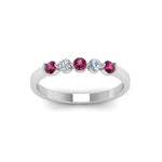 Load image into Gallery viewer, 0.50-carat-common-prong-5-stone-stackable-band-with-pink-sapphire-in-white-gold-FDWB2231BGSADRPI-NL-WG.jpg
