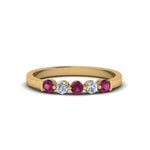 Load image into Gallery viewer, 0.50-carat-common-prong-5-stone-stackable-band-with-pink-sapphire-in-yellow-gold-FDWB2231BGSADRPI-NL-YG.jpg
