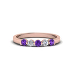 Load image into Gallery viewer, 0.50-carat-common-prong-5-stone-stackable-band-with-purple-topaz-in-rose-gold-FDWB2231-BGVITO-NL-RG.jpg
