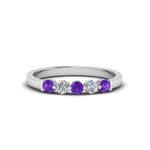 Load image into Gallery viewer, 0.50-carat-common-prong-5-stone-stackable-band-with-purple-topaz-in-white-gold-FDWB2231BGVITO-NL-WG.jpg
