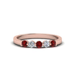 Load image into Gallery viewer, 0.50-carat-common-prong-5-stone-stackable-band-with-ruby-in-rose-gold-FDWB2231-BGRUDR-NL-RG.jpg
