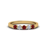 Load image into Gallery viewer, 0.50-carat-common-prong-5-stone-stackable-band-with-ruby-in-yellow-gold-FDWB2231BGRUDR-NL-YG.jpg
