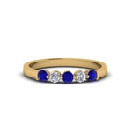 Load image into Gallery viewer, 0.50-carat-common-prong-5-stone-stackable-band-with-sapphire-in-yellow-gold-FDWB2231BGSABL-NL-YG.jpg
