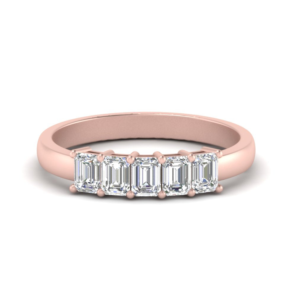 Emerald Cut Five Stone Diamond Anniversary Ring