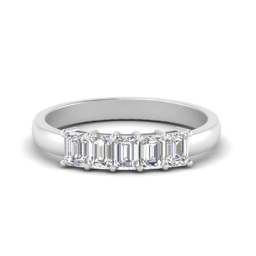 Emerald Cut Five Stone Diamond Anniversary Ring