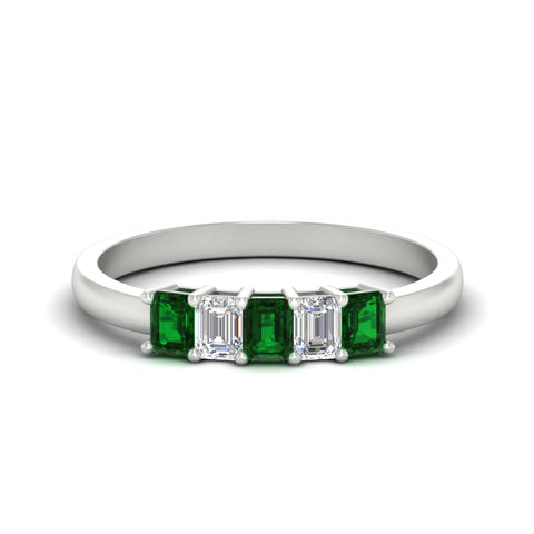 0.50-carat-emerald-cut-five-stone-emerald-anniversary-band-in-white-gold-fdwb8008emgemgrsleep-0.50ct-nl-wg