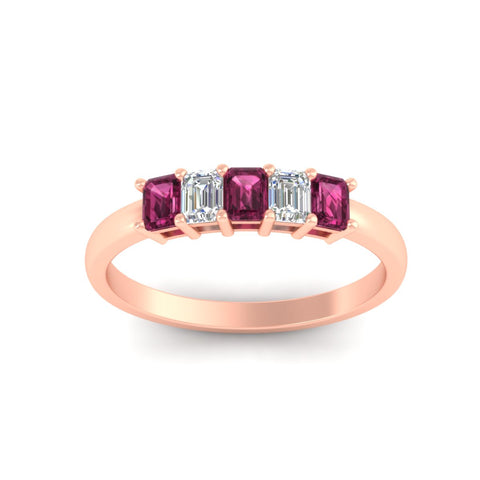 0.50-carat-emerald-cut-five-stone-pink-sapphire-anniversary-band-in-rose-gold-fdwb8008emgsadrpiangle5-0.50ct-nl-rg