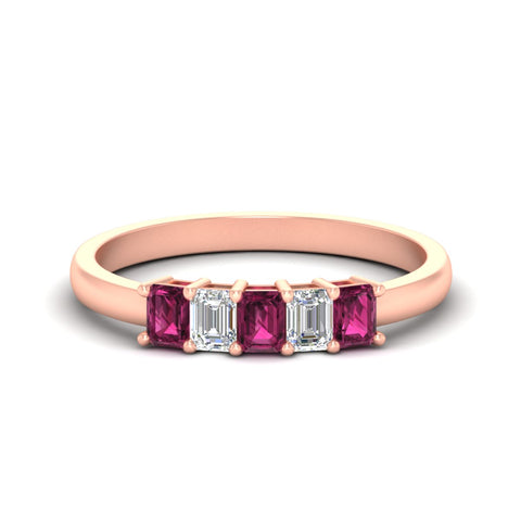 0.50-carat-emerald-cut-five-stone-pink-sapphire-anniversary-band-in-rose-gold-fdwb8008emgsadrpisleep-0.50ct-nl-rg