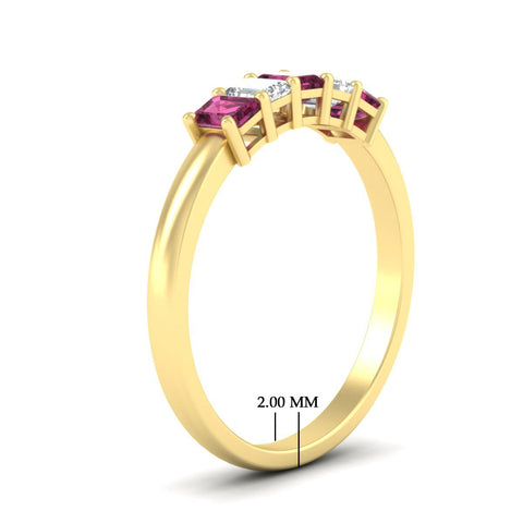 0.50-carat-emerald-cut-five-stone-pink-sapphire-anniversary-band-in-yellow-gold-fdwb8008emgsadrpiangle2-0.50ct-nl-yg-hw