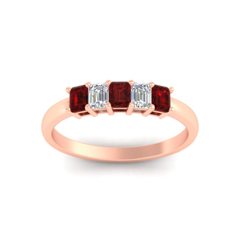 0.50-carat-emerald-cut-five-stone-ruby-anniversary-band-in-rose-gold-fdwb8008emgrudrangle5-0.50ct-nl-rg