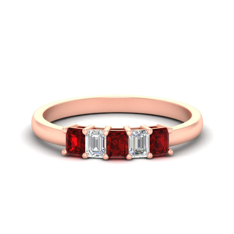 0.50-carat-emerald-cut-five-stone-ruby-anniversary-band-in-rose-gold-fdwb8008emgrudrsleep-0.50ct-nl-rg