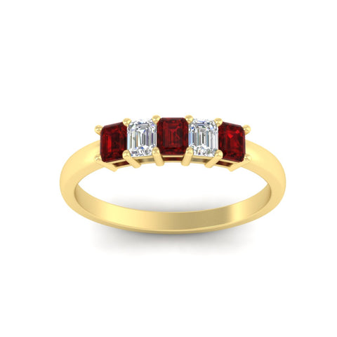 0.50-carat-emerald-cut-five-stone-ruby-anniversary-band-in-yellow-gold-fdwb8008emgrudrangle5-0.50ct-nl-yg
