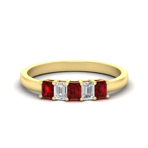 0.50-carat-emerald-cut-five-stone-ruby-anniversary-band-in-yellow-gold-fdwb8008emgrudrsleep-0.50ct-nl-yg