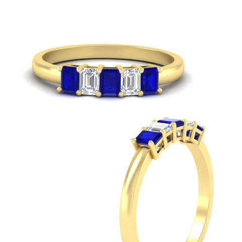 0.50-carat-emerald-cut-five-stone-sapphire-anniversary-band-in-yellow-gold-fdwb8008emgsablangle3-0.50ct-nl-yg