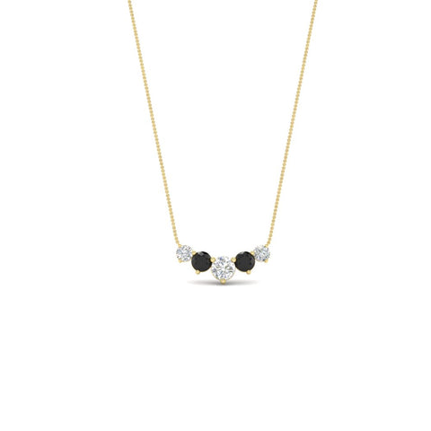 0.50-carat-five-stone-round-diamond-pendant-necklace-with-black-diamond-in-FD-PD11130ROGBLACK-0.50CT-NL-YG
