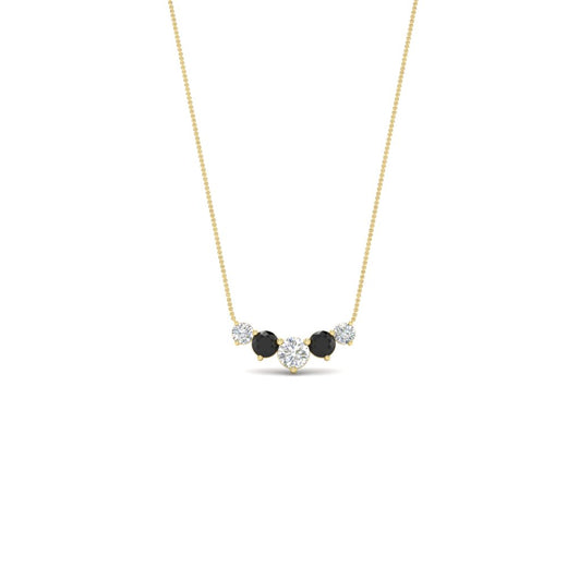 0.50-carat-five-stone-round-diamond-pendant-necklace-with-black-diamond-in-FD-PD11130ROGBLACK-0.50CT-NL-YG