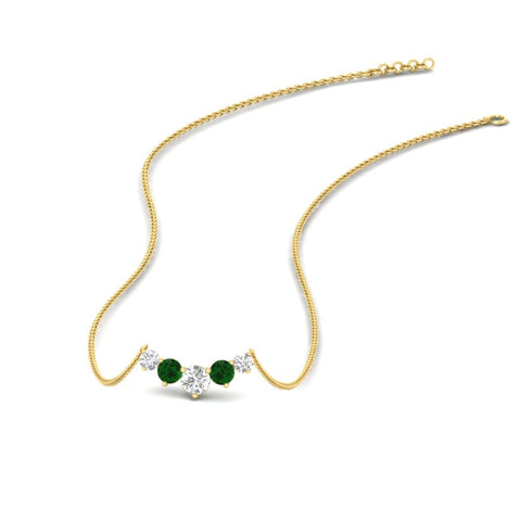 0.50-carat-five-stone-round-diamond-pendant-necklace-with-emerald-in-FD-PD11130ROGEMGR-0.50CT-NL-YG