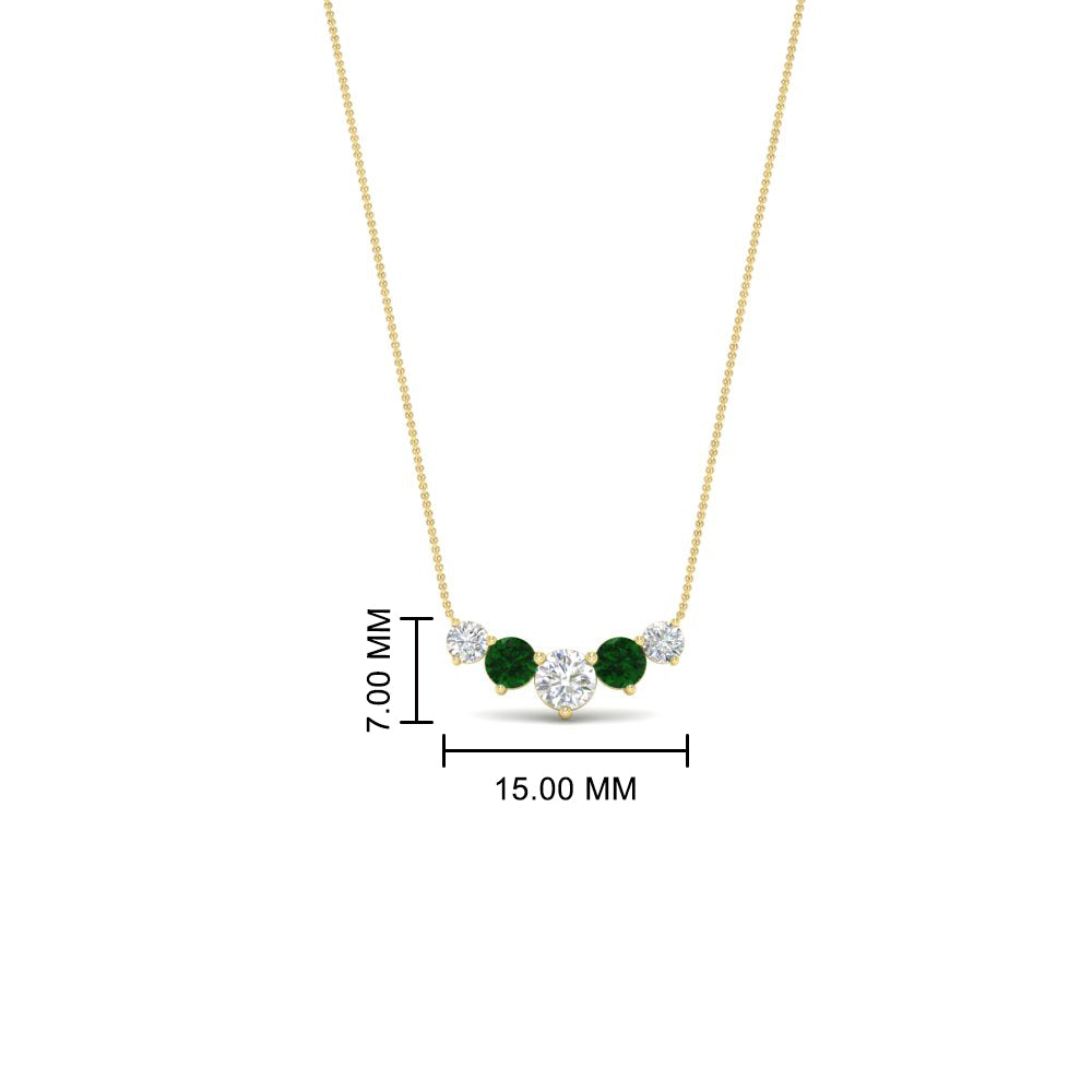 0.50-carat-five-stone-round-diamond-pendant-necklace-with-emerald-in-FD-PD11130ROGEMGR-0.50CT-NL-YG