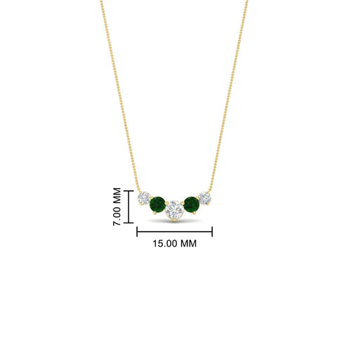 0.50-carat-five-stone-round-diamond-pendant-necklace-with-emerald-in-FD-PD11130ROGEMGR-0.50CT-NL-YG