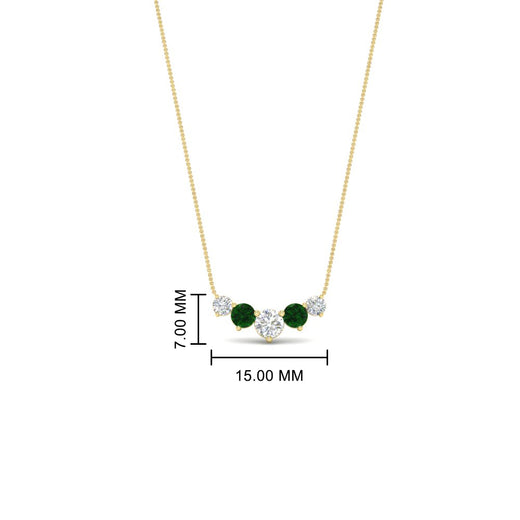 0.50-carat-five-stone-round-diamond-pendant-necklace-with-emerald-in-FD-PD11130ROGEMGR-0.50CT-NL-YG