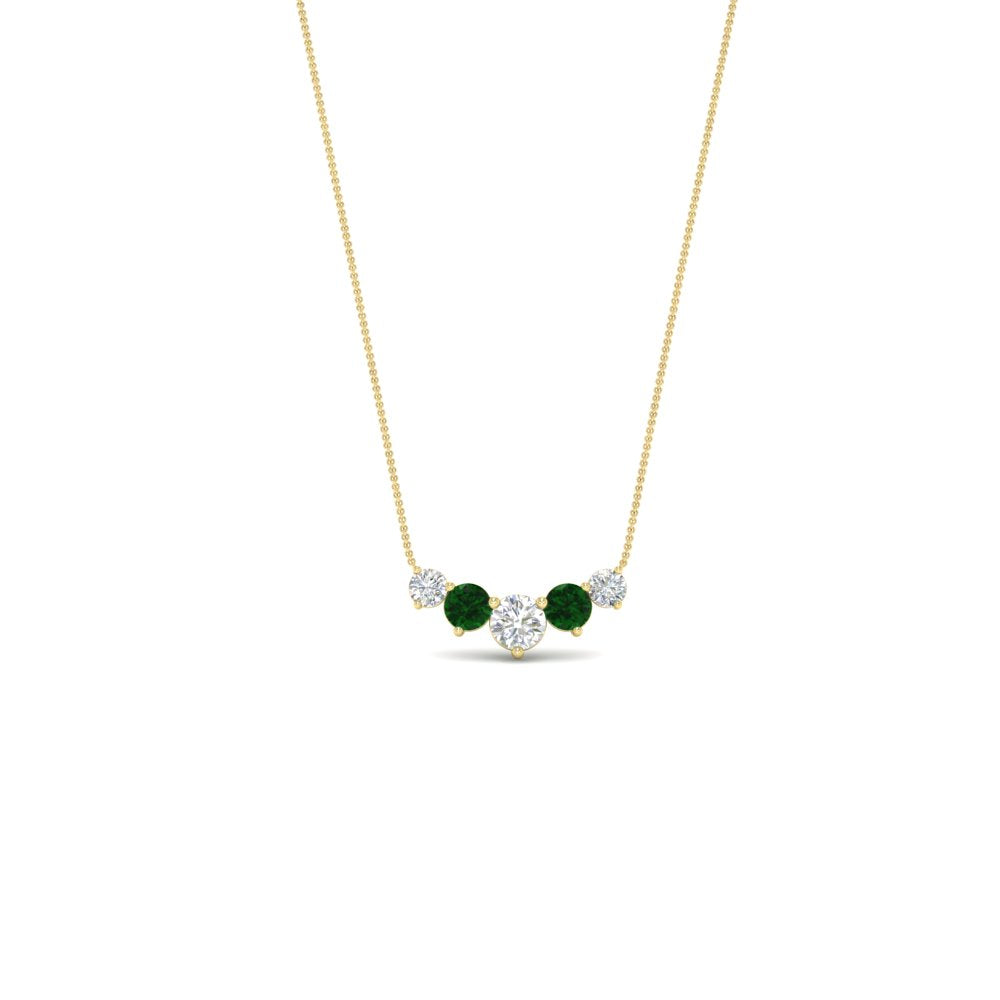 0.50-carat-five-stone-round-diamond-pendant-necklace-with-emerald-in-FD-PD11130ROGEMGR-0.50CT-NL-YG