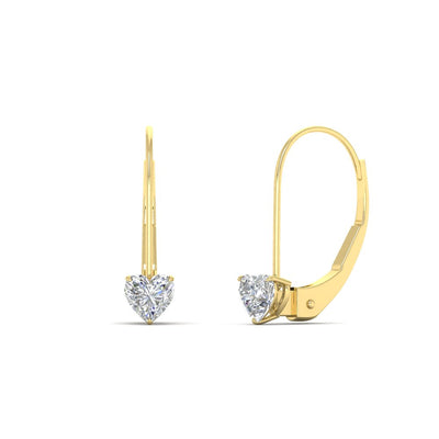 0.50 Carat Heart Shape Stud Lever Back Earrings