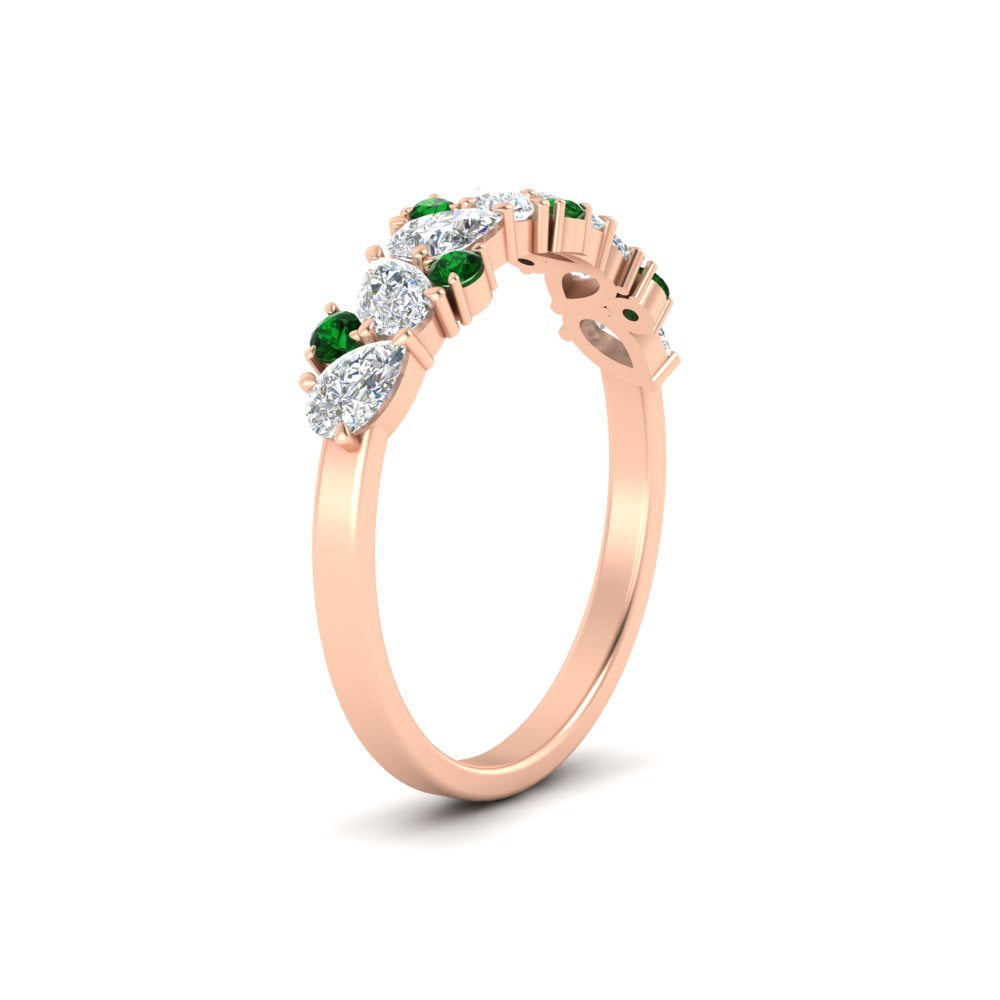 0.50-carat-pear-diamond-and-emerald-anniversary-wedding-band-in-rose-gold-FD9174BGEMGRANGLE2-0.50CT-NL-RG