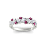 Load image into Gallery viewer, 0.50-carat-pear-diamond-and-pink-sapphire-anniversary-wedding-band-in-white-gold-FD9174BGSADRPIANGLE5-0.50CT-NL-WG
