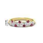 Load image into Gallery viewer, 0.50-carat-pear-diamond-and-pink-sapphire-anniversary-wedding-band-in-yellow-gold-FD9174BGSADRPI-0.50CT-NL-YG-HW
