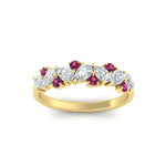Load image into Gallery viewer, 0.50-carat-pear-diamond-and-pink-sapphire-anniversary-wedding-band-in-yellow-gold-FD9174BGSADRPIANGLE5-0.50CT-NL-YG
