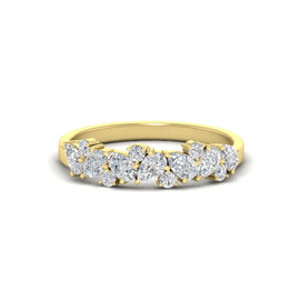 Pear And Round Cluster Anniversary Band